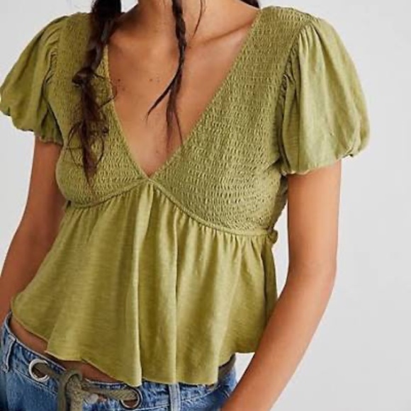 NWOT Green Free People Charolette top - Picture 1 of 2